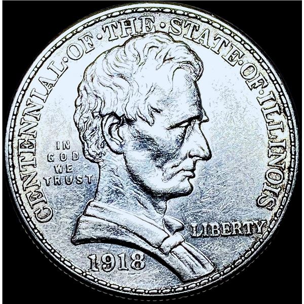 1918 Silver Illinois Half Dollar CHOICE AU