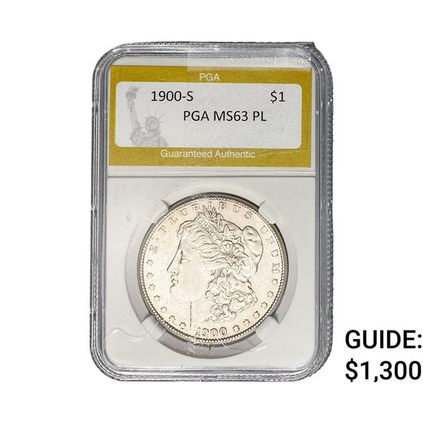1900-S Morgan Silver Dollar PGA MS63 PL
