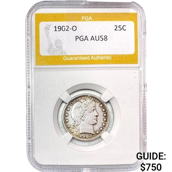 1902-O Barber Quarter PGA AU58