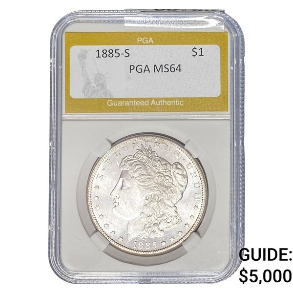 1885-S Morgan Silver Dollar PGA MS64