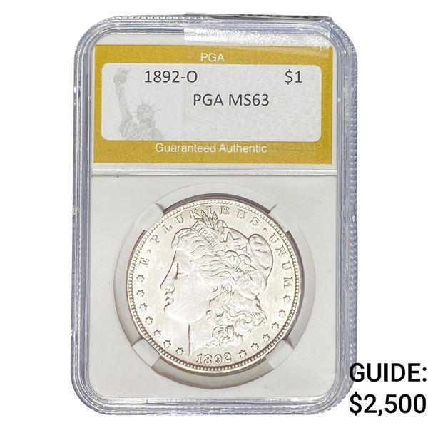 1892-O Morgan Silver Dollar PGA MS63