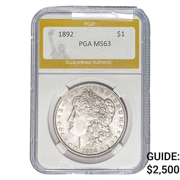 1892 Morgan Silver Dollar PGA MS63