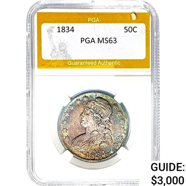 1834 Capped Bust Half Dollar PGA MS63