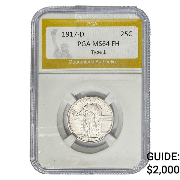 1917-D Standing Liberty Quarter PGA MS64 FH Type 1