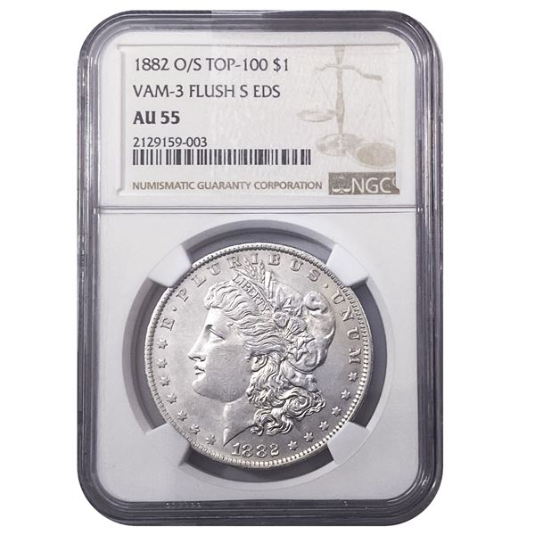 1882 O/S TOP-100 Morgan Silver Dollar NGC AU55