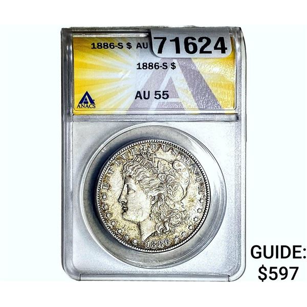 1886-S Morgan Silver Dollar ANACS AU55