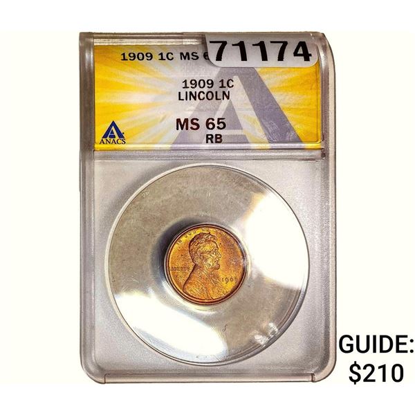 1909 Wheat Cent ANACS MS65 RB