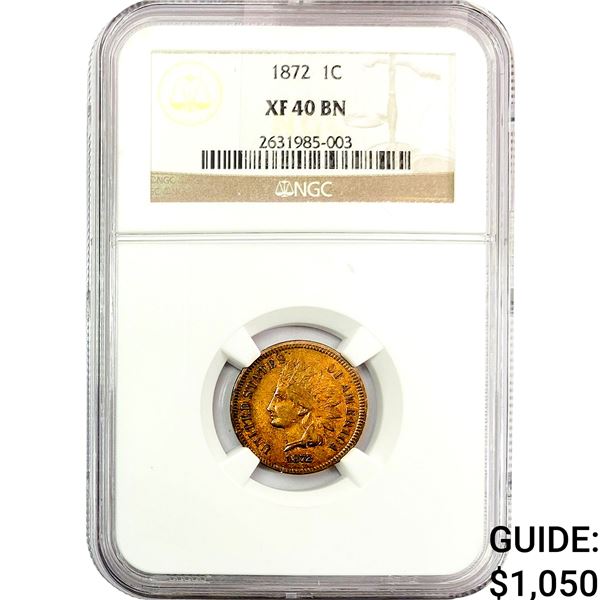 1872 Indian Head Cent NGC XF40 BN