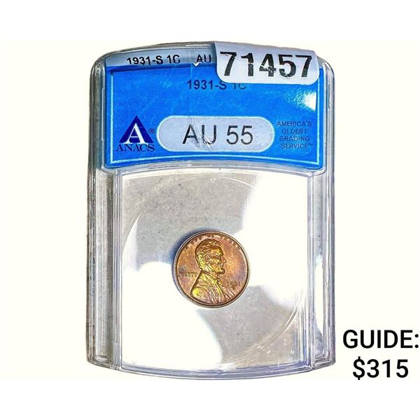 1931-S Wheat Cent ANACS AU55