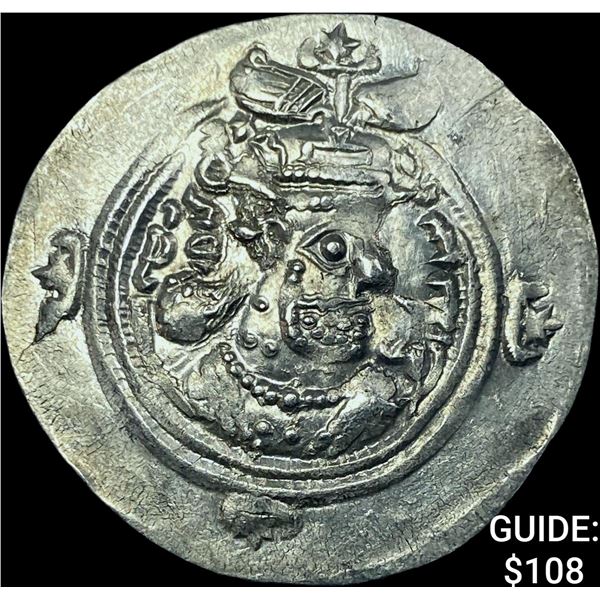 Sasanian Khusru II 591-628 AD Silver Drachm  CHOICE AU