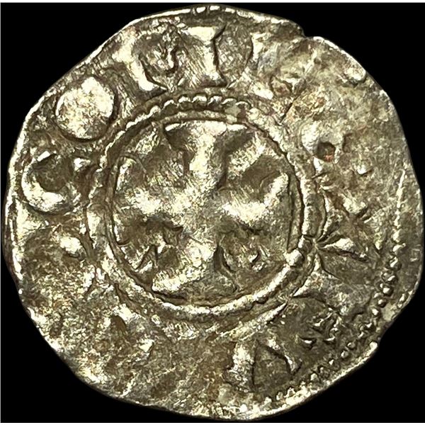 Crusades France Anjou Silver Denier NEARLY UNCIRCULATED
