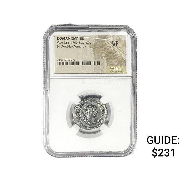 Roman Valerian I, AD 253-260 BI Dbl-Denarius NGC VF