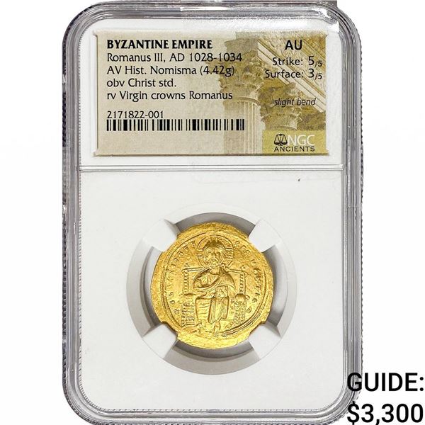Byzantine Romanus III  Gold Hist. Nomisma 4.42G  AU