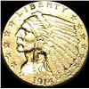 Image 1 : 1914 Indian Head Gold $2.5 Quarter Eagle CLOSELY UNCIRCULATED