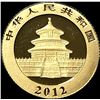 Image 2 : 2012 1/10oz Gold Panda 50 Yuan GEM PROOF