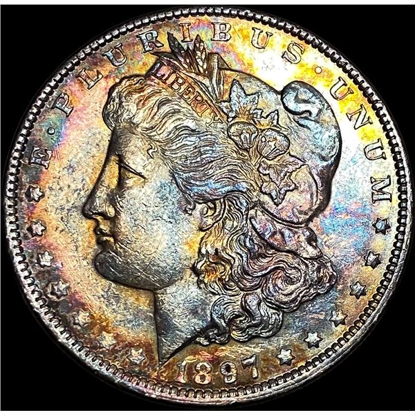1897 Toned Morgan Silver Dollar CHOICE AU