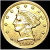Image 1 : 1905 Liberty Head Gold Quarter Eagle $2.50 CLOSELY UNCIRCULATED