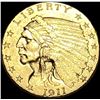 Image 1 : 1911 Indian Head Gold $2.50 Quarter Eagle CLOSELY UNCIRCULATED
