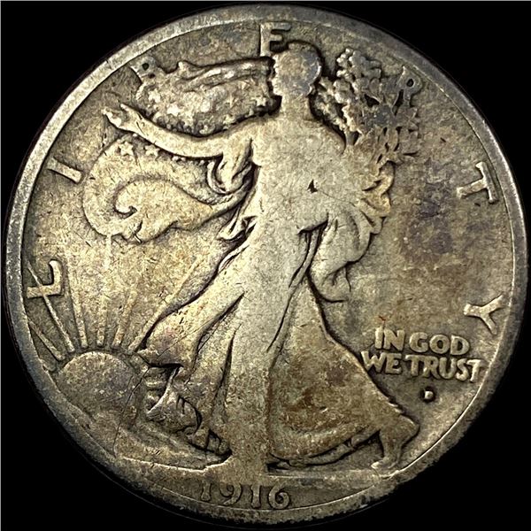 1916-D Silver Walking Liberty Half Dollar NICELY CIRCULATED