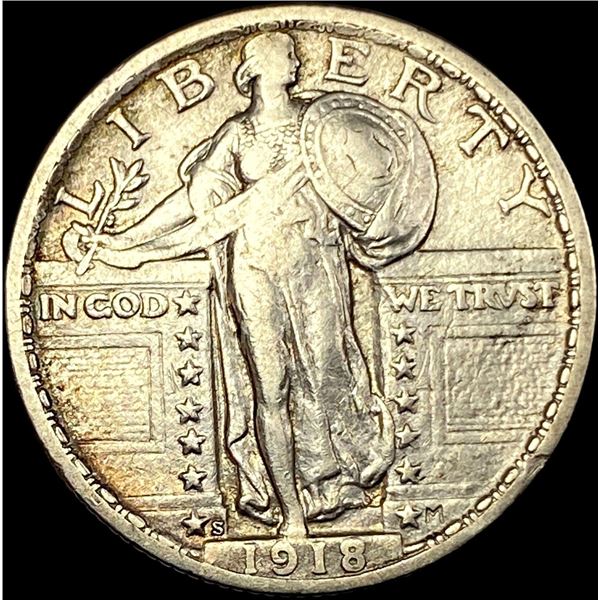 1918-S Silver Standing Liberty Quarter NEARLY UNCIRCULATED