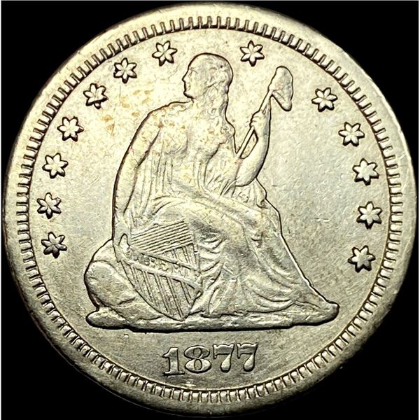 1877-CC Silver Seated Liberty Quarter NEARLY UNCIRCULATED