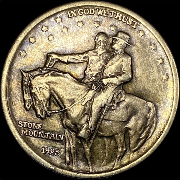 1925 Silver Stone Mountain Half Dollar NEARLY UNCIRCULATED