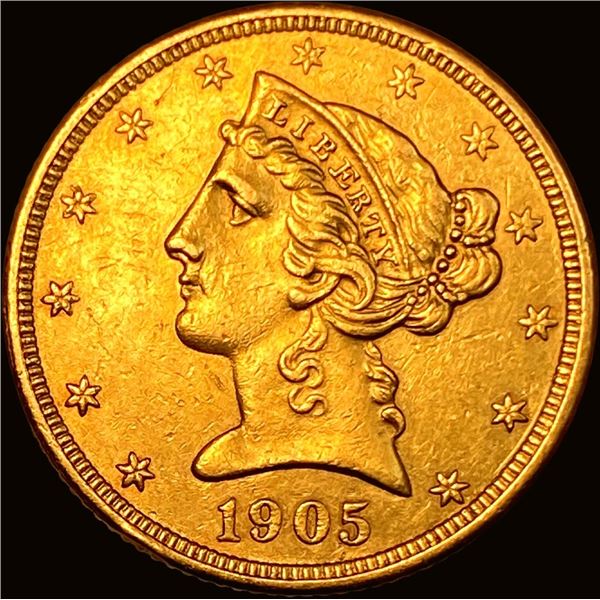1905 Liberty Head Half Eagle $5 Gold CLOSELY UNCIRCULATED