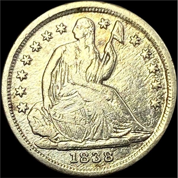 1838 Seated Liberty Half Dime NEARLY UNCIRCULATED