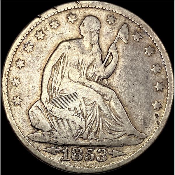 1853 Arrows Seated Liberty Half Dollar LIGHTLY CIRCULATED