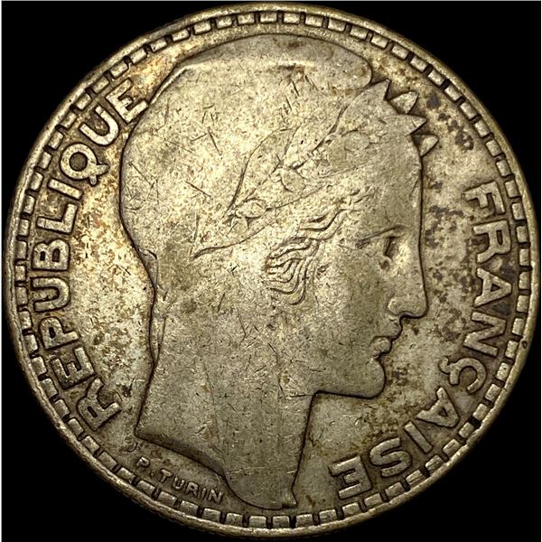 1933 France Silver 20 Francs LIGHTLY CIRCULATED
