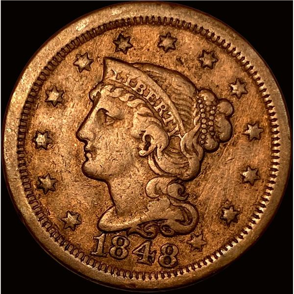 1848 Braided Hair Large Cent NEARLY UNCIRCULATED