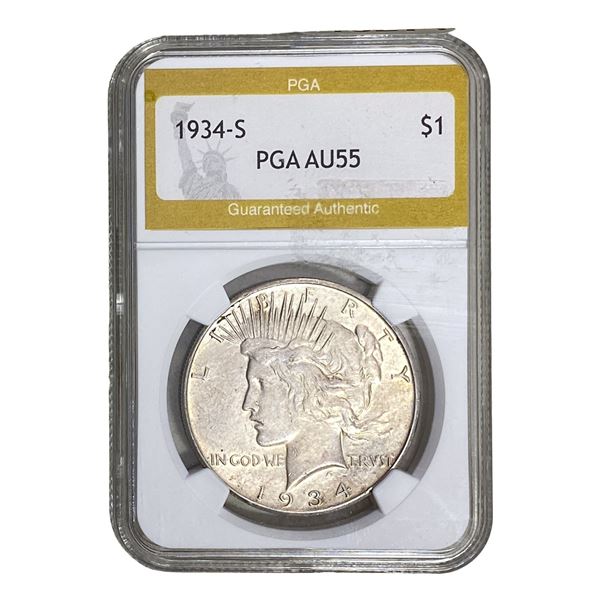 1934-S Silver Peace Dollar PGA AU55