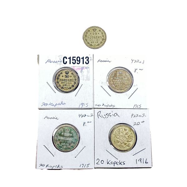 Various Dates Russia Silver 20 Kopeks XF