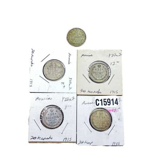 Various Dates Russia Silver 20 Kopeks XF