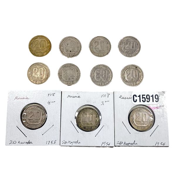 Various Dates Soviet Union Silver 20 Kopeks XF