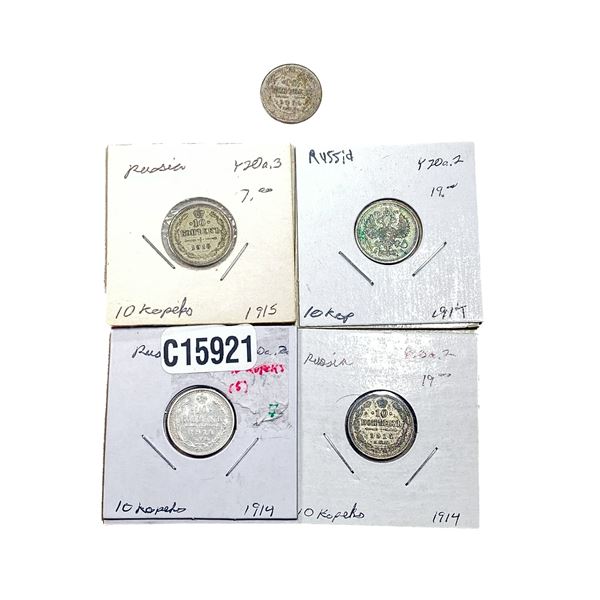 Various Dates Russia Silver 10 Kopeks HIGH GRADE