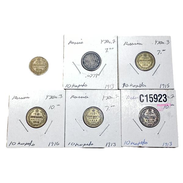 Various Dates Russia Silver 10 Kopeks HIGH GRADE