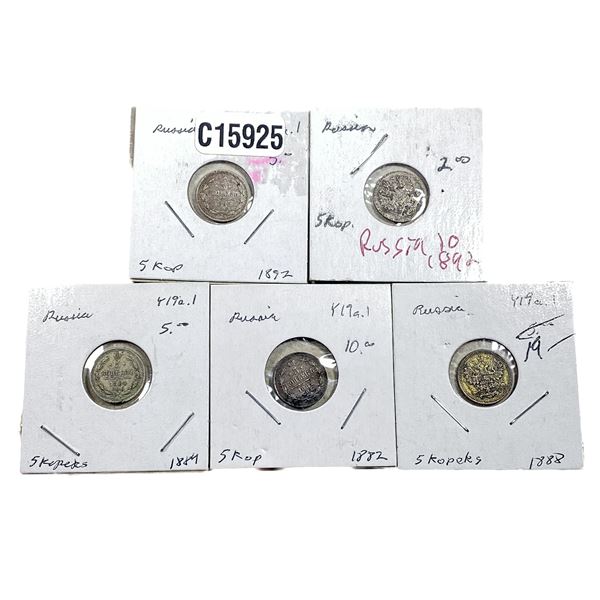 Various Dates Russia Silver 5 Kopeks XF