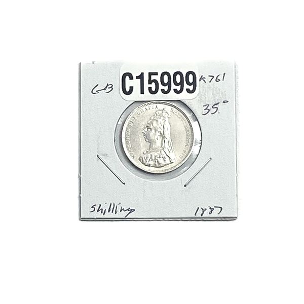 1887 Silver Shilling Coin AU