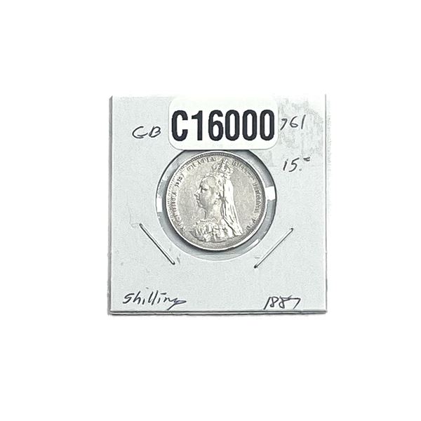 1887 Silver Shilling Coin AU