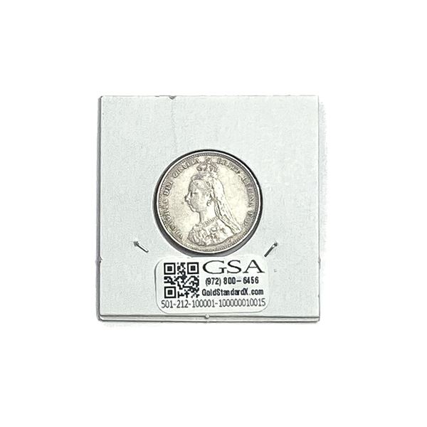 1887 Silver Shilling Coin AU