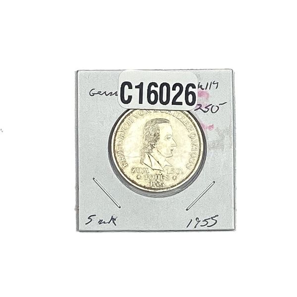 1955 Germany Silver 5 Deutsche Mark GEM BU