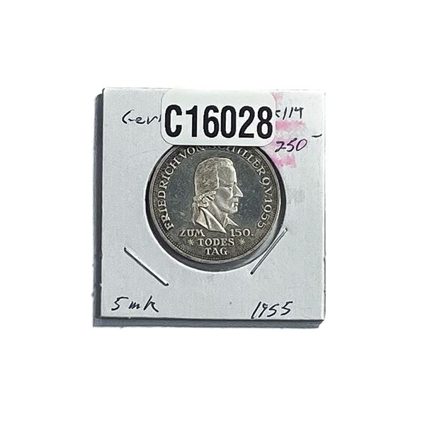 1955 Germany Silver 5 Mark GEM BU