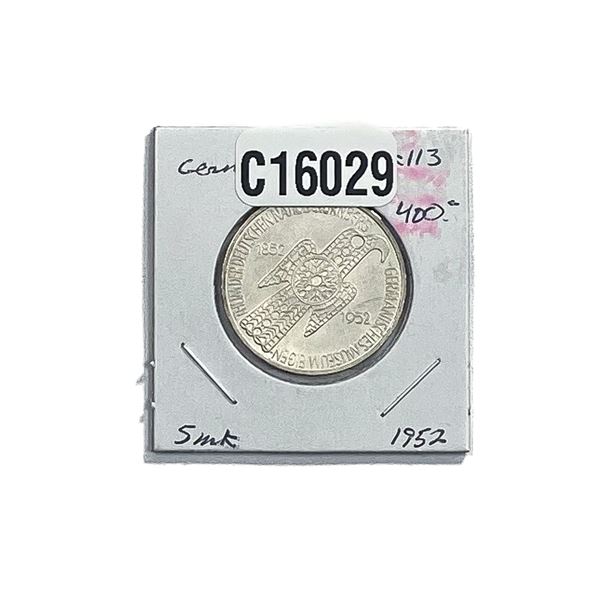1952 Germany Silver 5 Mark MS