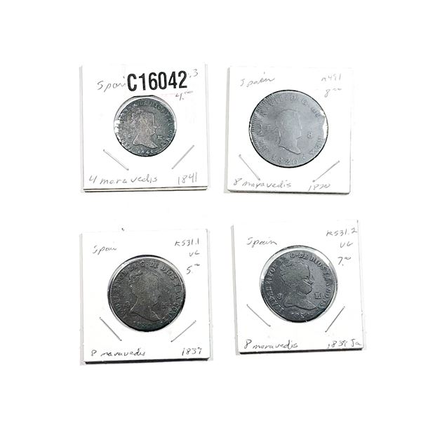 1840's Spain Copper Various Coins AU
