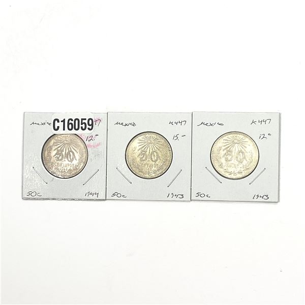 1943-1944 Silver Mexico 50 Centavos AU