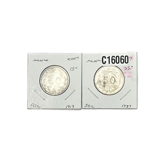 1919-1937 Silver Mexico Peso AU