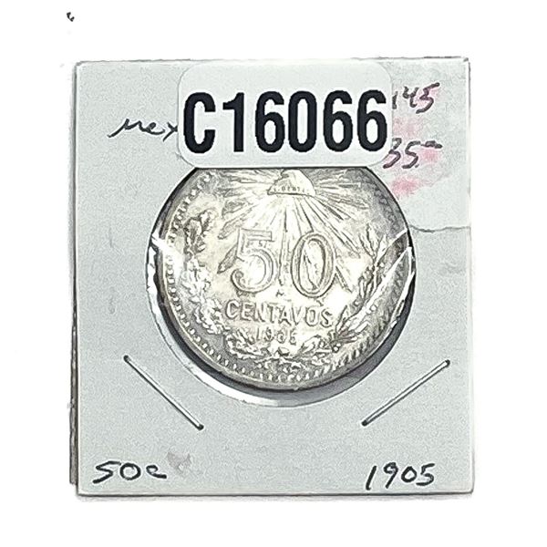 1913-M Silver Mexico Peso AU