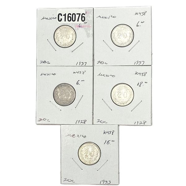 Various Dates Silver Mexico 20 centavos AU+
