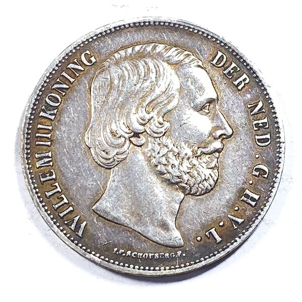 1860 Silver Netherlands 2 1/2 Gulden XF